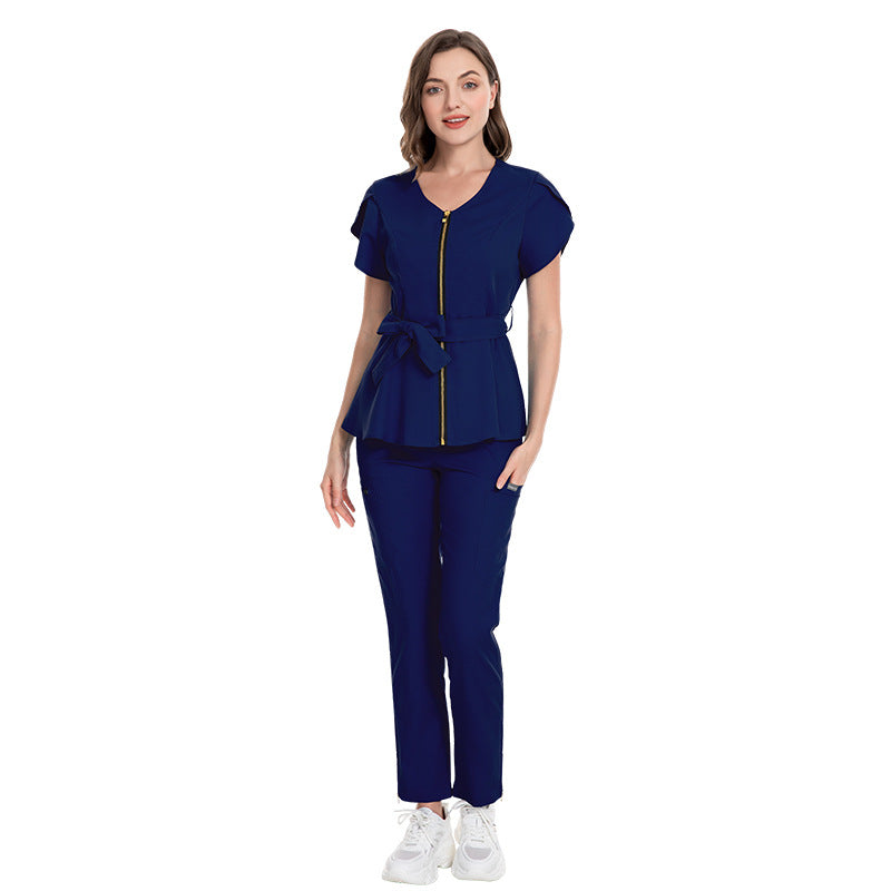 Workwear Short Sleeve Uniform Doctor Hand Washing Suit V-neck Slim Fit Nurses' Uniform