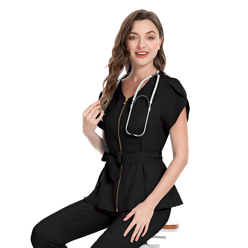 Workwear Short Sleeve Uniform Doctor Hand Washing Suit V-neck Slim Fit Nurses' Uniform