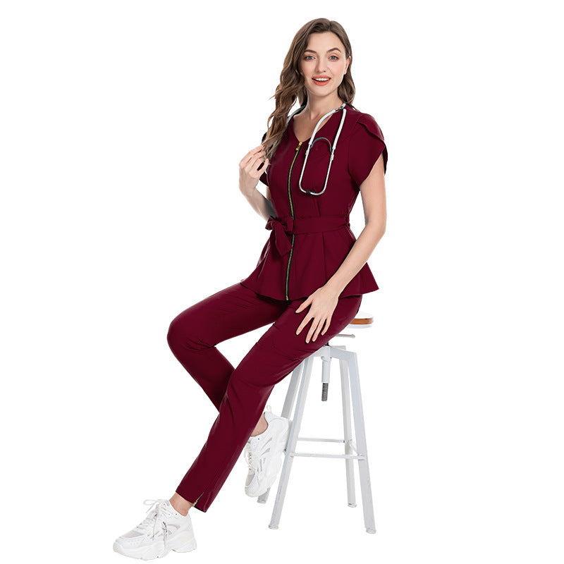 Workwear Short Sleeve Uniform Doctor Hand Washing Suit V-neck Slim Fit Nurses' Uniform